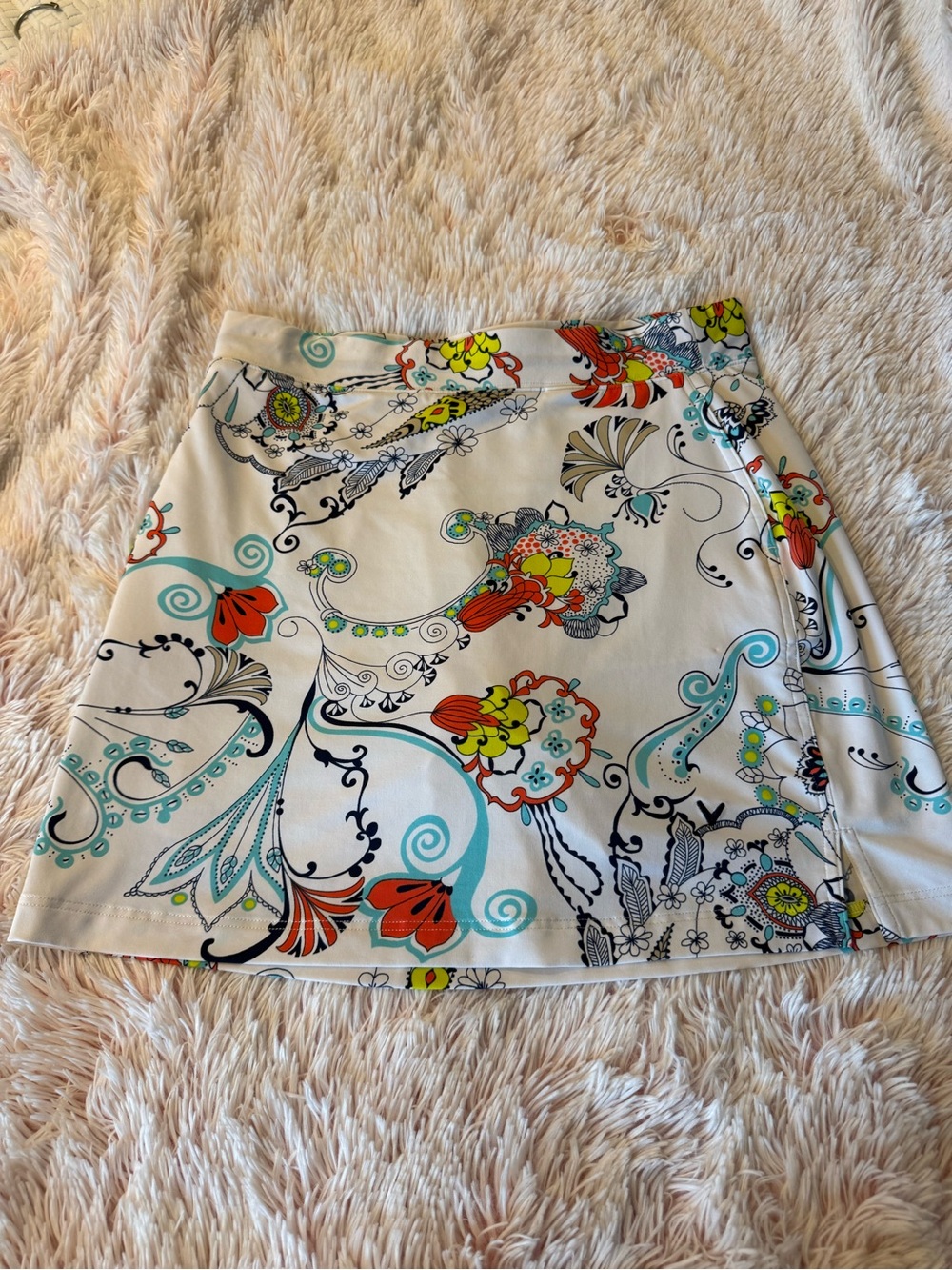 Callaway White Skort with Navy Trim and Multicolor Paisley Print